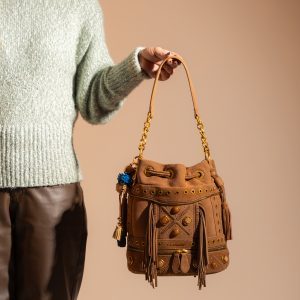 Mala Bucket Bag La Carrie Jungle Cuoio - Image 6